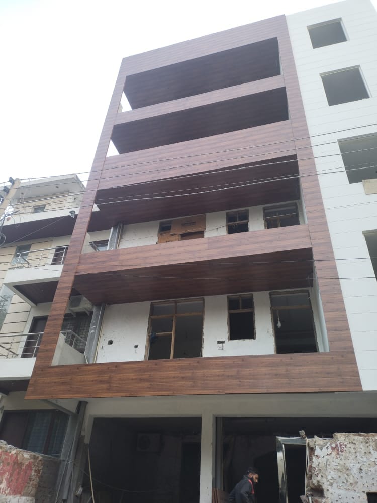 Building exterior wood cladding facade