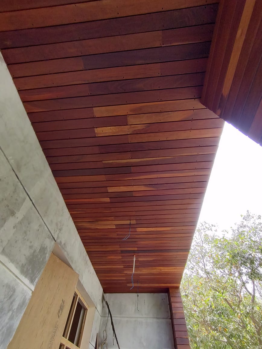 Exterior Ipe wood ceiling deck, real project